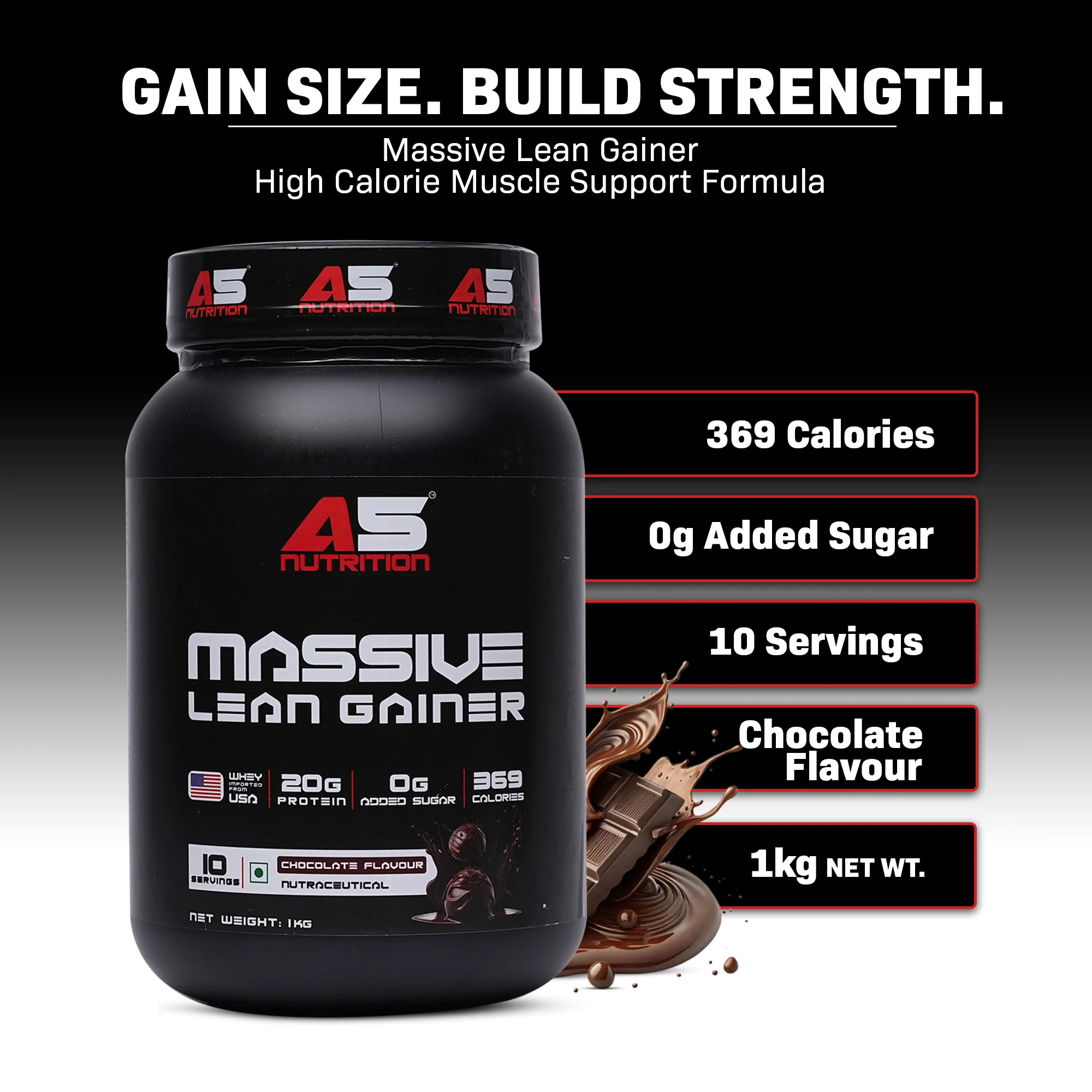A5 Nutrition Massive Lean Gainer (10 Servings, 1kg) | Chocolate Flavour - Image 4